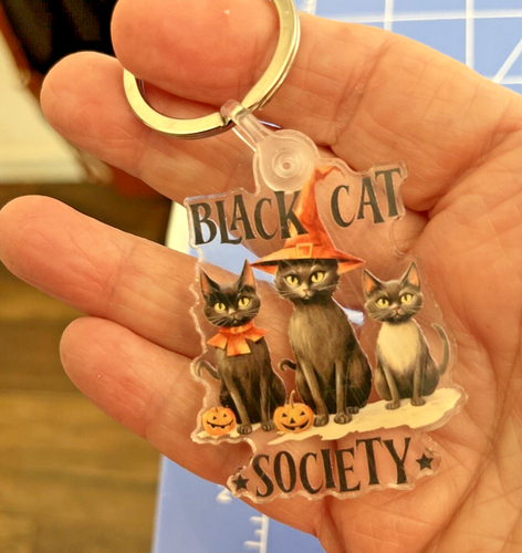 BLACK CAT SOCIETY Halloween Schlüsselanhänger Urlaub Kürbis Patch Zubehör Artikel L-10 - Bild 3 von 3