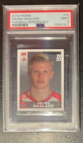 2019 Panini Fusball Bundesliga Erling Haaland Rookie PSA 9 #32 - Afbeelding 1 van 2