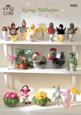 Knitting Pattern Spring Collection Primulas Hens 7 Egg Cosies King Cole DK 9000