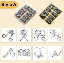 8Pcs/Set Metal Wire IQ Test Brain Teaser Mind Puzzles For Adult & Child 5 Types
