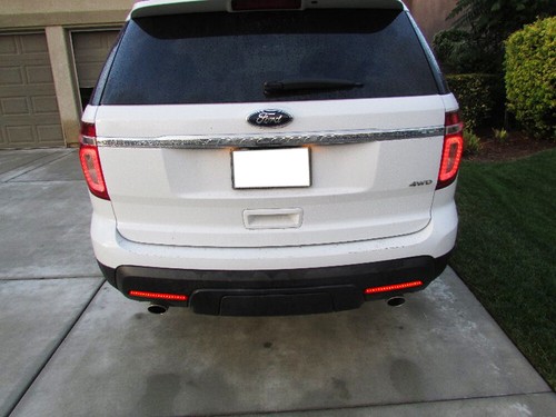 Smoked Lens LED Rear Bumper Reflector Lights For 2011-15 Ford Explorer (Pre-LCI) - Picture 8 of 9