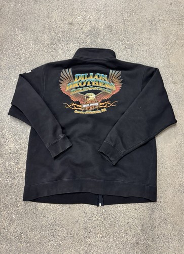 Y2K Harley Davidson Sweatshirt 2007 XL Zip Up Eagle Graphic Motorcycles - Picture 3 of 5