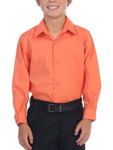 Boy's Casual Dress Shirt Long Sleeve Classic Fit Toddler Kids Button Down - Picture 19 of 94