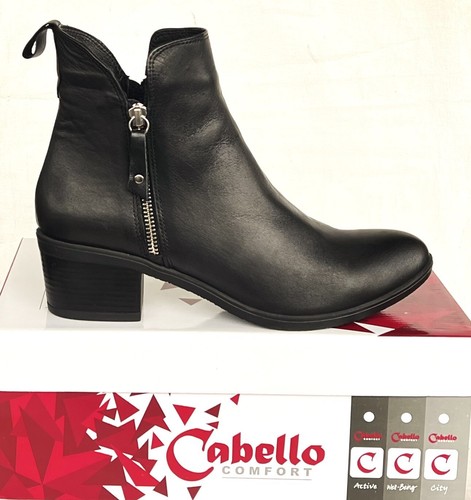 Cabello Comfort Calzado Beth Cuero Cremallera Tacón Medio Botín Cabello Beth Negro - Imagen 9 de 14