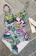 Profile by Gottex Tropic Boom Twist-Front One-Piece Swimsuit D-Cup, Size 6D $154