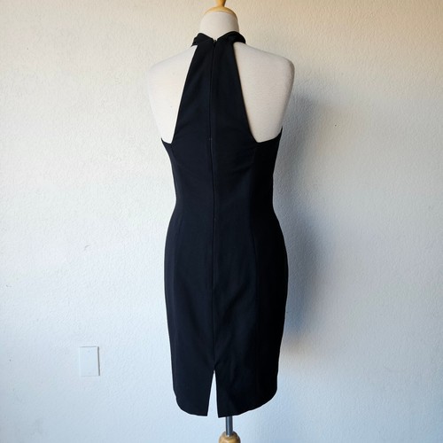 Bill Blass Vintage 90s Beaded Halter Cage Little Black Sheath Dress Size M/8 - Picture 6 of 9