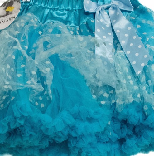 Bijan Kids Girls Emerald Blue White Polyester Tutu Skirt Chiffon Lace Pull On 4 - Picture 3 of 7
