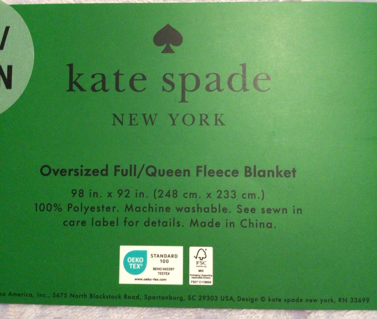 kate spade full/queen フリースブランケット Kate Spade Full Queen, Green, Fleece Blanket Throw Bedding