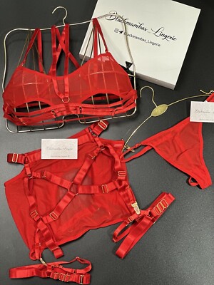 Women Sexy Lingerie  G-string Underwear Babydoll  Belt Garter Set red