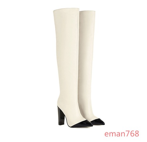 New Womens Pointy Toe Block Heel Slouch Suede Fabric Mid Calf Knee High Boots Sz - 第 15/16 張圖片