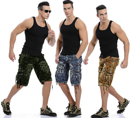 3D Design Mens Cool Vintage Loose Shorts Cargo Military Camo Casual Pants - Picture 3 of 18