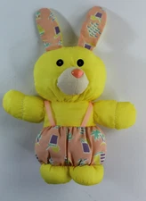 Vintage 80s Dan Brechner Yellow Beach Bunny 7" Plush Toy Co 1980s