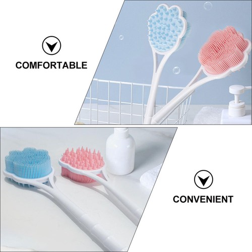 3 Pieces Silicone Bath Brush Man Miss Body Exfoliator Long Handled - Bild 8 von 12