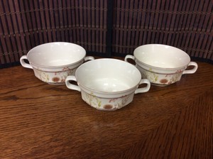 Mikasa-Continental-Ivory-Ferndale-F-4002-Japan-Double-Handle-Soup-Bowl-3-Pcs-R19