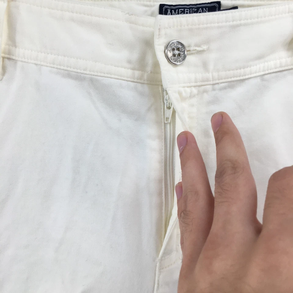 American Living 工装裤女式 14(实际 35x30.5)白色棉质高腰 — 第 3/4 张图片