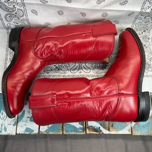 Botas estilo occidental de cuero rojo Justin L3055 vintage 1995 para mujer talla 5B usadas en excelente estado EE. UU. - Imagen 6 de 20