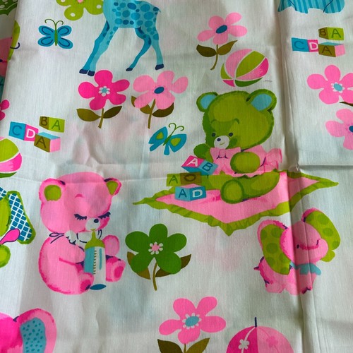 Baby Kids Fabric Animals Teddy Bear Novelty Print Neon Colors 44 wide by 2+ Yard - Picture 6 of 17