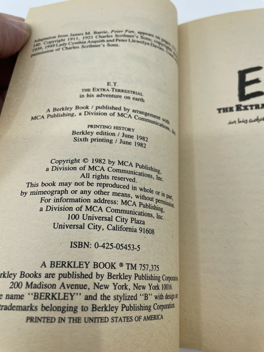 Vintage 1982 E.T ET The Extra Terrestrial Paperback Book