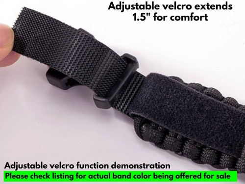 20 22 mm Blk Gray Camo Adjustable Survival Paracord Watch Band Fits 7" 8" Wrists - Picture 2 of 6