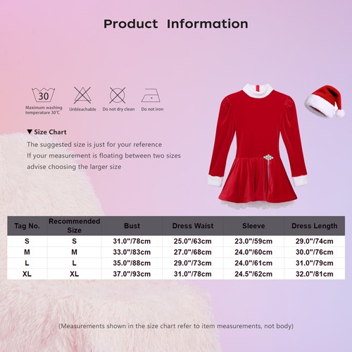 Womens Christmas Holiday Costume Velvet Dance Dress Long Sleeve Ballet Leotard - Bild 31 von 47