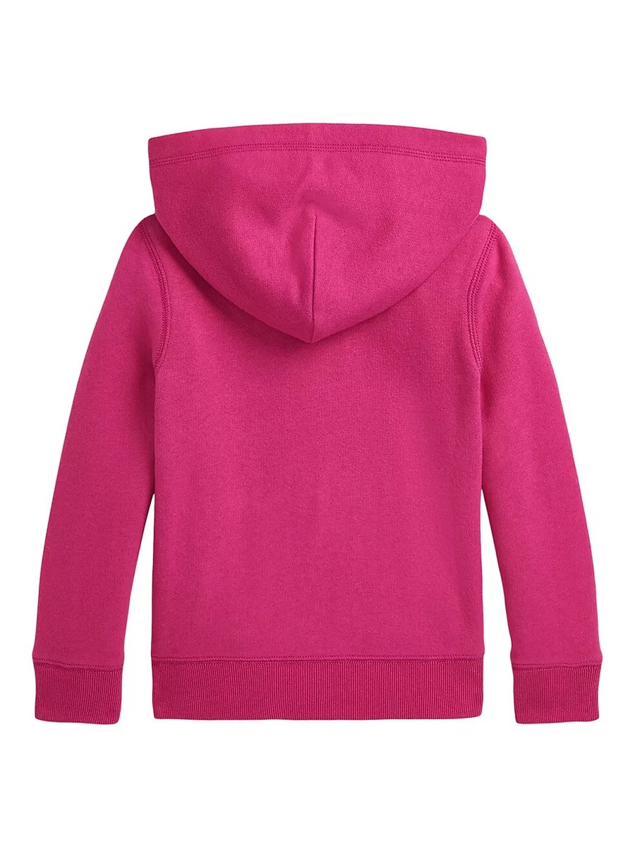 NEW $60 Polo Ralph Lauren Girls Pink Fleece Zip Front Hoodie