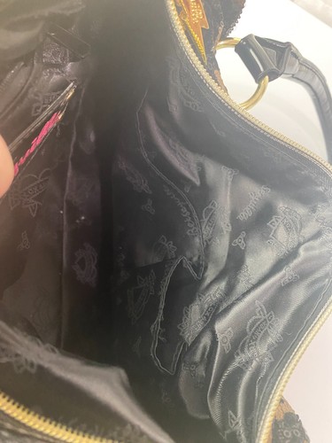 Betseyville Animal Print Sequined Purse Bag Black Gold Two Strap Mob Wife - Picture 15 of 16
