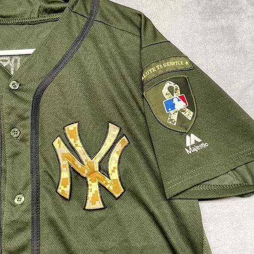 Majestic New York Yankees Equipo de Béisbol #7 Mickey Mantle Camisa Hombres 44 Verde Logo - Imagen 3 de 8