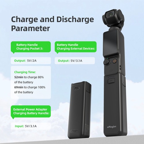 4500mAh Battery Handle for DJI OSMO Pocket 3 Power Bank Portable Extension RodVP - Picture 12 of 23