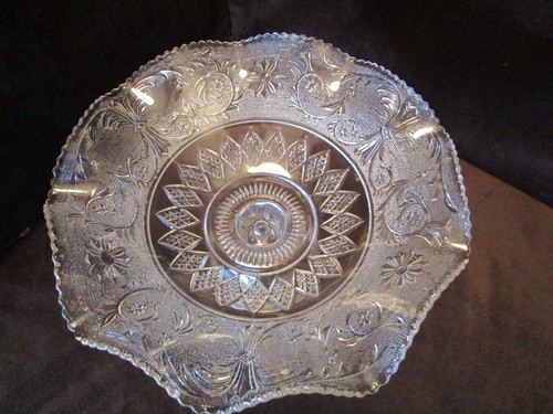 De colección Duncan & Miller Sandwich #41 Cuenco de vidrio pedestal con patas con volantes 11,5" años 30 - Imagen 4 de 12