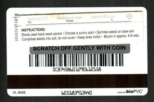 WALMART Red Poppy Flower ( 2009 ) Gift Card with Seed Packet ( $0 ) - Picture 2 of 2