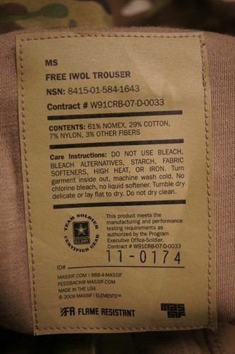 MASSIF Elements FR Softshell Pants ARMY LWOL Cold Weather MULTICAM LARGE LONG LL - Picture 8 of 12