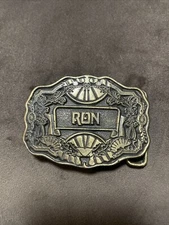 Vintage Oden Inc Belt Buckle Brass Floral~ Ron