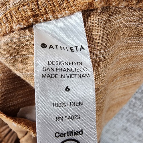 Athleta Cabo Leinen strukturiert 4" Shorts Damen 6 blass rostfarben Pullon Kordelzug Strand - Bild 11 von 11