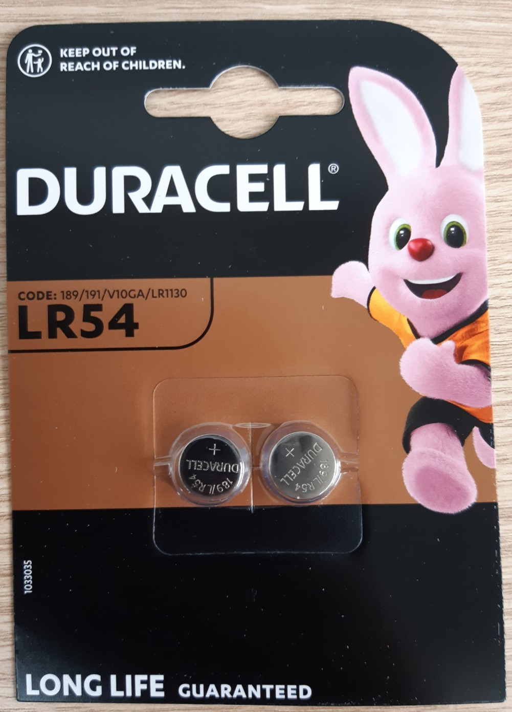 Duracell LR54 Alkaline Batteries AG10 VG10A 1.5v 189 KA54 LR1130 x 2