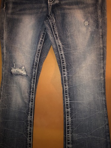 True Luck Damengröße 9/10 hoch geschnitten ausgestelltes Unterteil Jeans - Bild 6 von 13