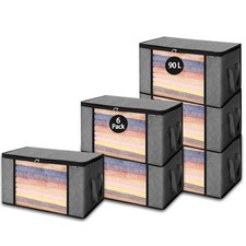 [New]VEVOR 90L Large Storage Bags,6 Pack Clothes Storage Bin,Foldable Closet Org