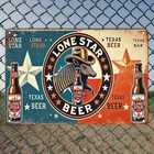 Vintage Metal Tin Sign Lone Star Beer with Armadillo Design 8x12