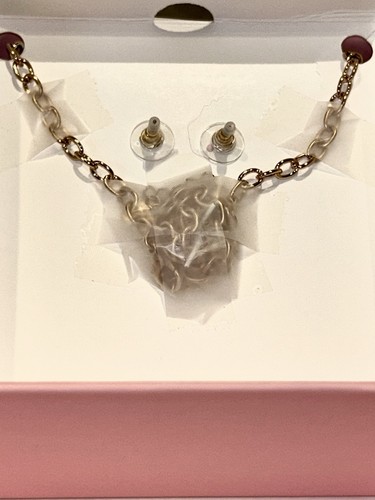 Juicy Couture Herz Anhänger Halskette & Schleife Ohrstecker Set Perlen verziert - Bild 4 von 5