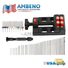 60Pcs Mini Micro Hand Drill Bits Set Small Manual Keyless Chuck Pin Vise Rotary