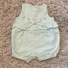 Vintage Oshkosh Baby Seersucker Bunny Romper, Size 0-3 Months