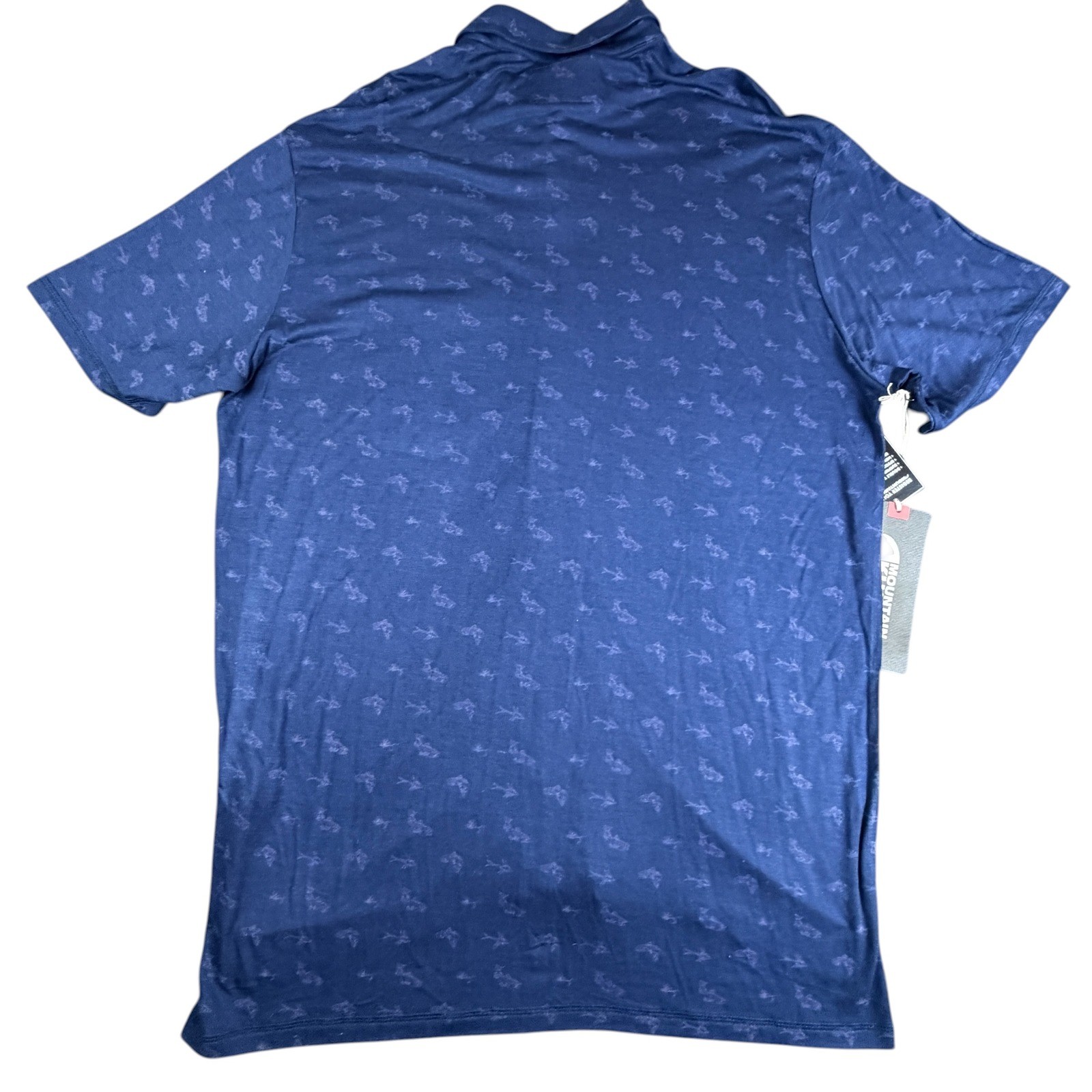 Mountain Khakis Mens Arbor Knit Shirt XL Navy Blue Bamboo Fish Print ...