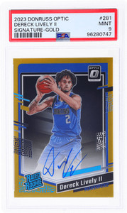2023 Donruss Optic Dereck Lively II Rated Rookie Auto Gold #281 /10 PSA 9