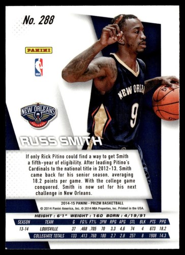 2014-15 Panini Prizm Russ Smith Rookie New Orleans Pelicans #288 - Picture 2 of 2