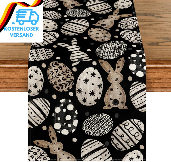 Artoid Mode Schwarz Hasen Ostereierr Ostern TischläUfer, FrüHling KüChe Tisch De-image