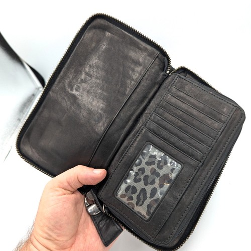 Perlina Luxus Leder durchgehender Reißverschluss Geldbörse Clutch Motorrad Leopard Chevron - Bild 3 von 6