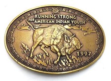 1997 Running Strong for American Indian Youth Buffalo Vintage Belt Buckle