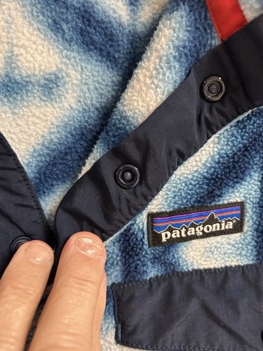 Patagonia Synchilla Snap T Fleece Pullover Women’s Large Blue White Geometric - Picture 6 of 9