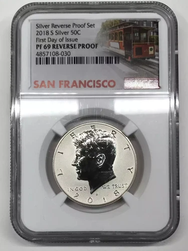 2018-S Reverse Proof Silver Kennedy Half Dollar NGC PF69 First Day of Issue FDOI