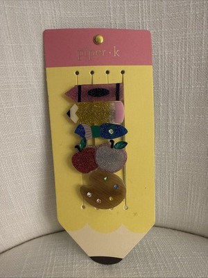 NEW Piper K Back To School 5pk Hair Clips Barrette, Teacher Kindergarten Girl￼