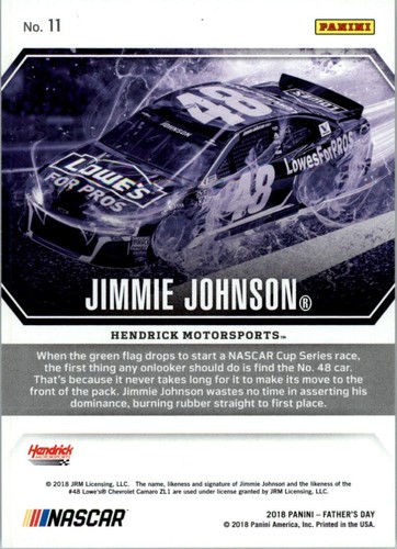 2018 Panini Father's Day Panini Collection #11 Jimmie Johnson /399 - NM-MT - Picture 2 of 2